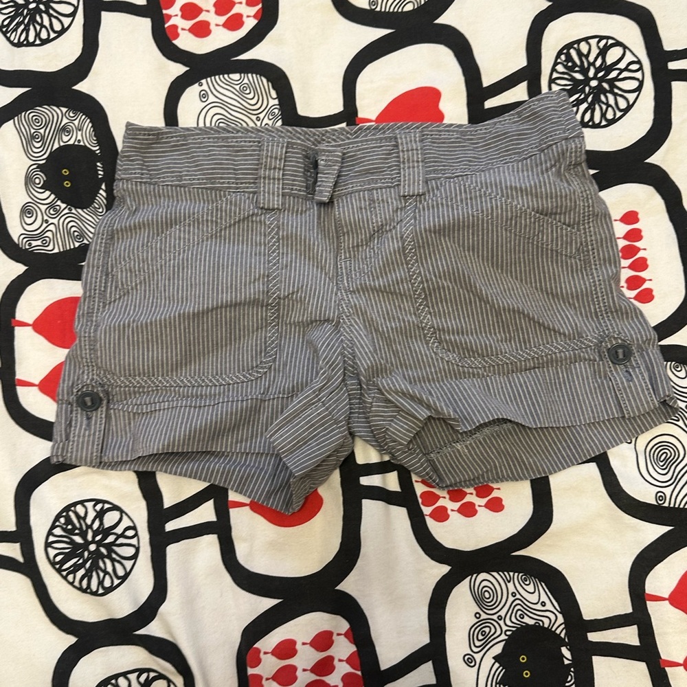 Gray/white pinstriped shorts